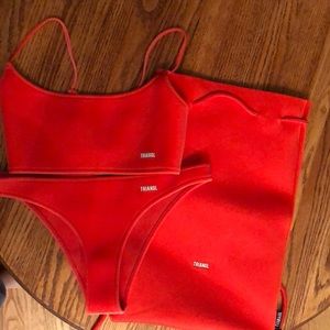 Triangl red velvet bathing suit